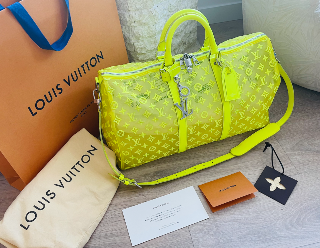 Monogram See Through Mesh Neon Keepall Bandoulière 50 Handbag