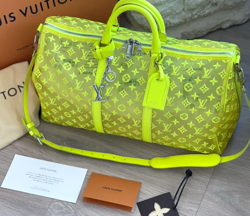 Monogram See Through Mesh Neon Keepall Bandoulière 50 Handbag