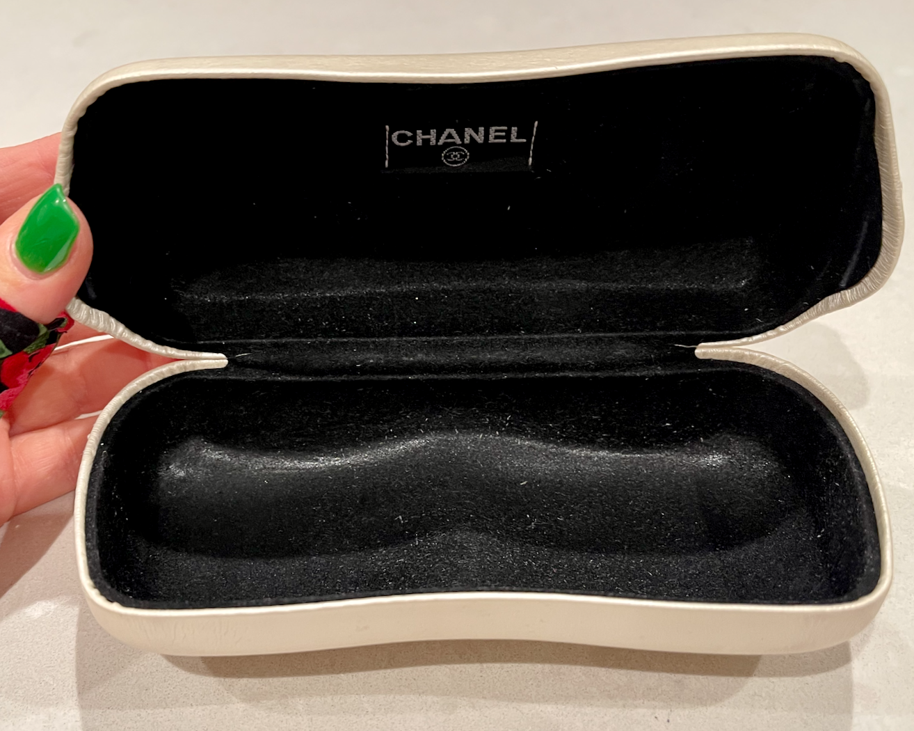 Chanel Glasses Sunglass Case Black Quilted Leather Hard Clam Shell CC Logo  NEW