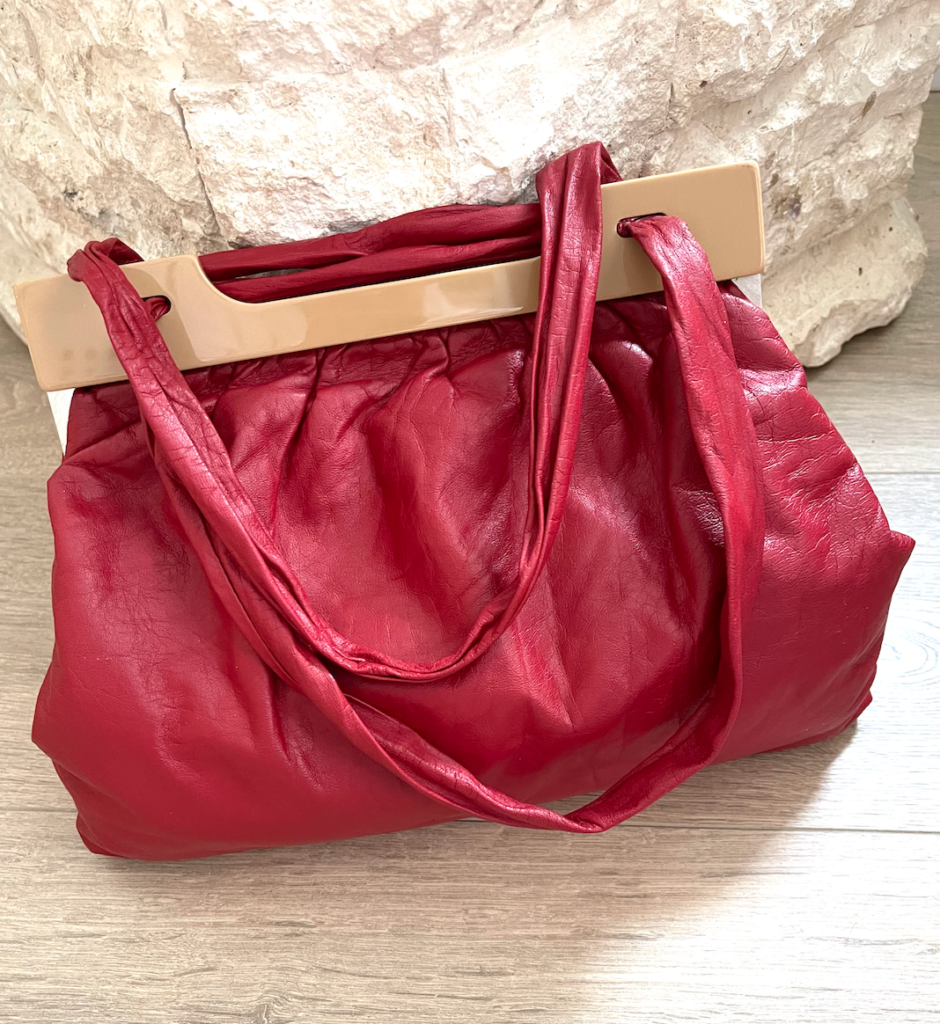 Marni Soft Red Leather Acrylic Acetate Trim Shoulder Bag