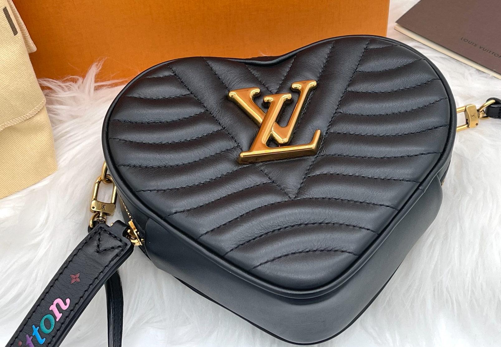 Louis Vuitton New Wave Black Calfskin Heart 3 IN 1 Pouch