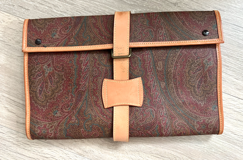 Etro Milano Paisley Canvas and Leather Travel Organizer Clutch