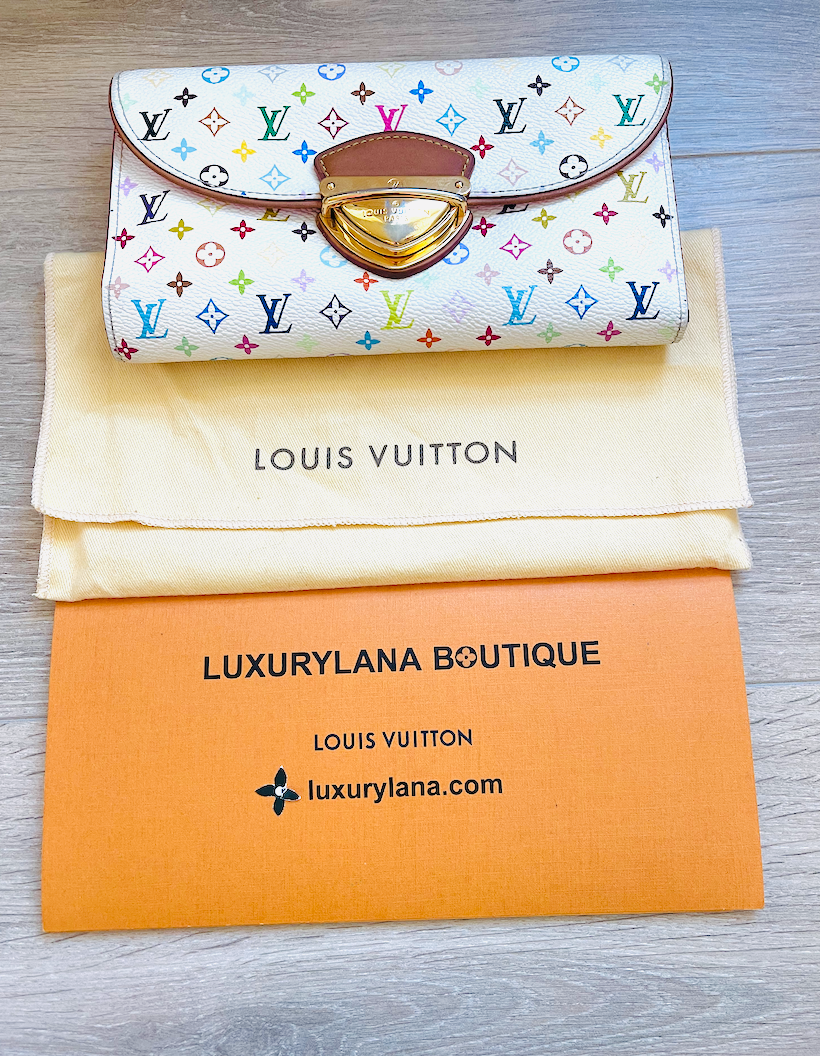 Louis Vuitton White Monogram Multicolore Eugenie Wallet - Yoogi's Closet