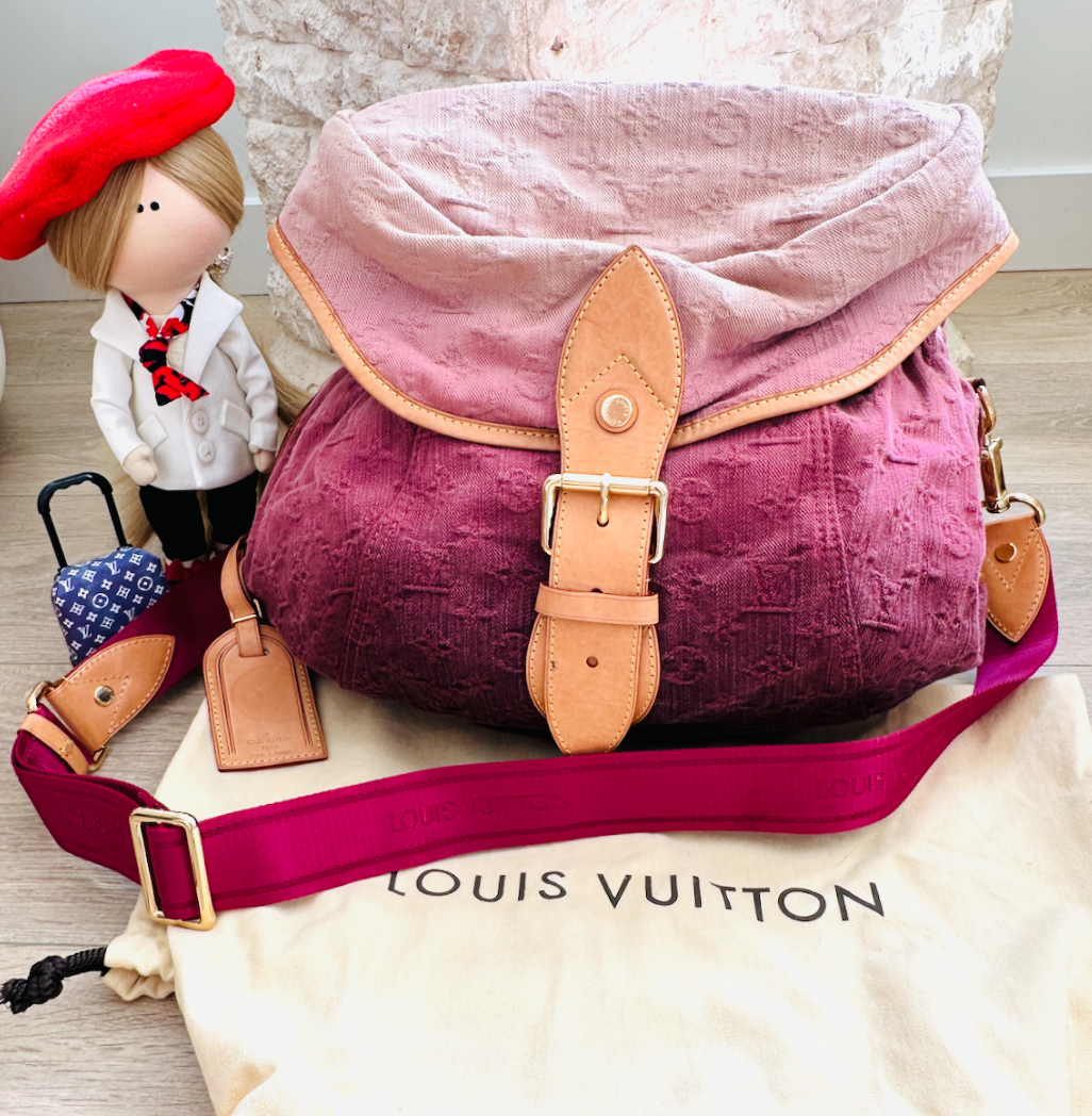 Louis Vuitton Pink Ombré Monogram Denim Sunshine Belt 80