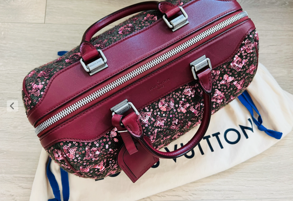 Louis Vuitton Sequin Burgundy Monogram Sunshine Express Speedy 30 Satchel