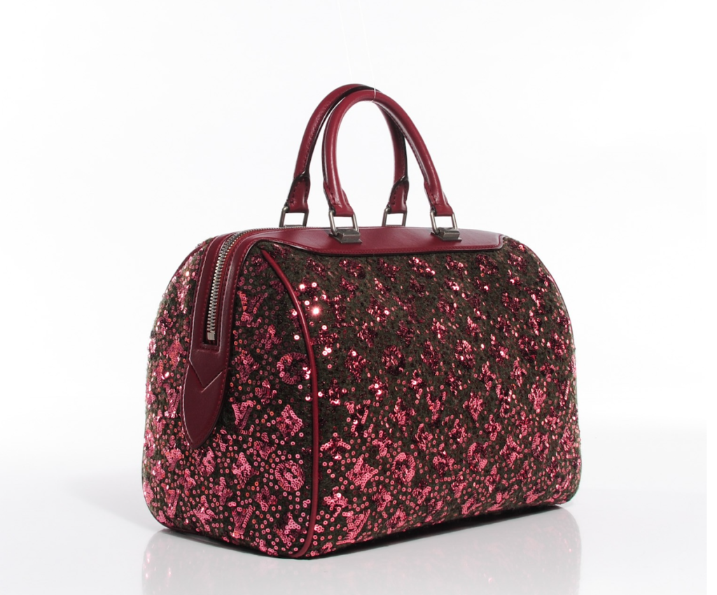 Louis Vuitton Sequin Burgundy Monogram Sunshine Express Speedy 30 Satchel