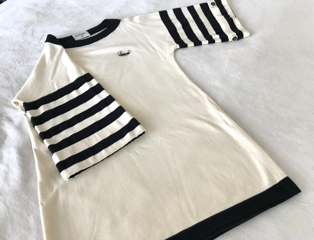 Chanel Striped Boat Neck Jumper w/Venetian Gondola Plate