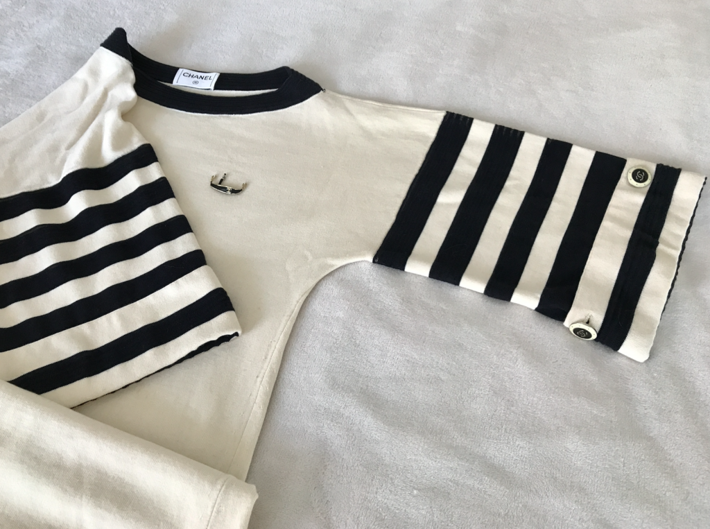 Chanel Striped Boat Neck Jumper w/Venetian Gondola Plate