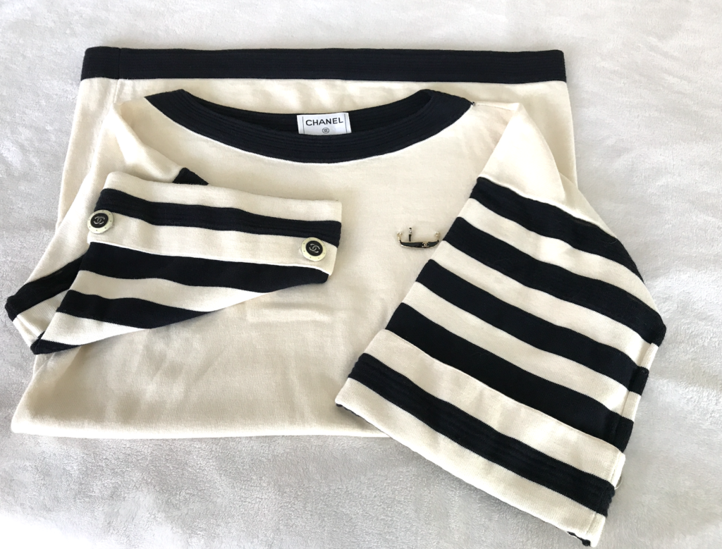 Chanel Striped Boat Neck Jumper w/Venetian Gondola Plate