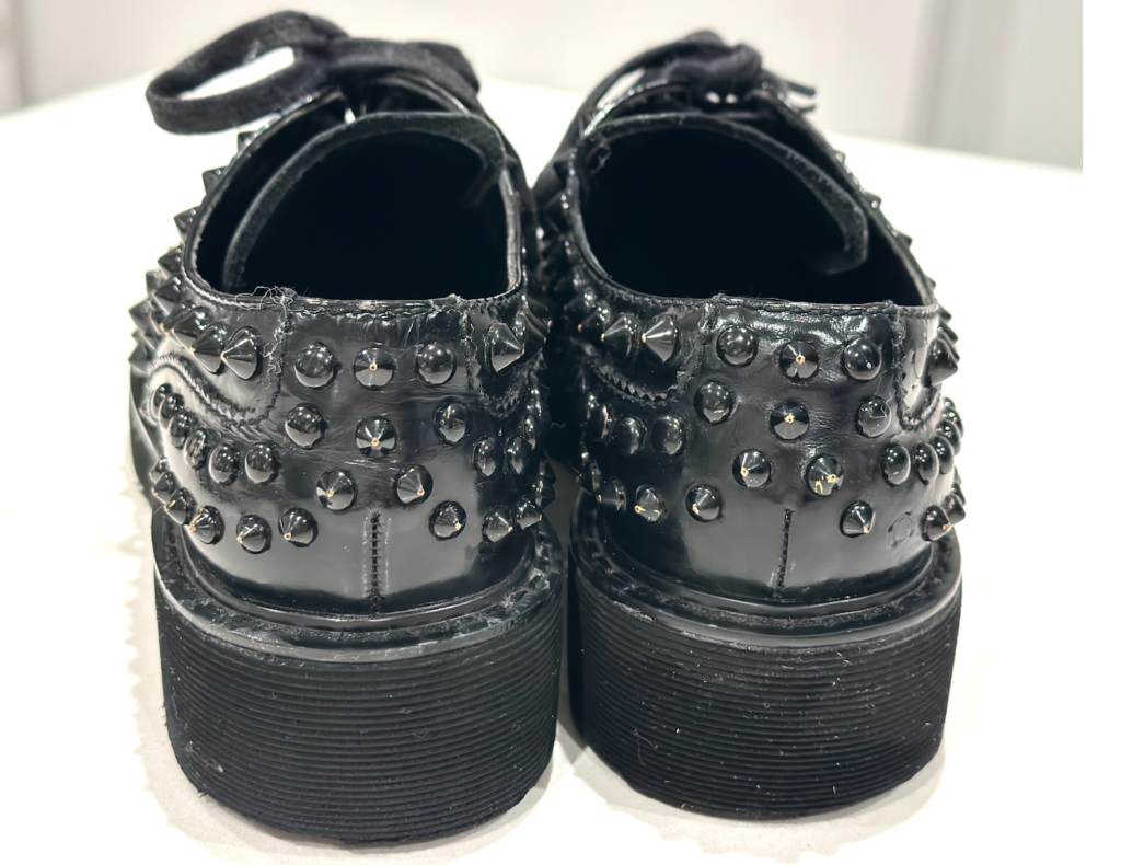 Prada Leather Studded Lace-Up Oxford Black Size 38