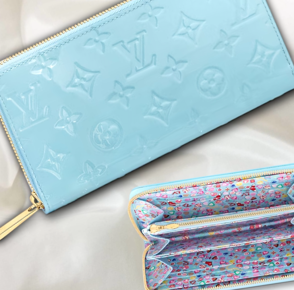 Sky Blue Monogram Vernis Zip Around Lollipop Wallet