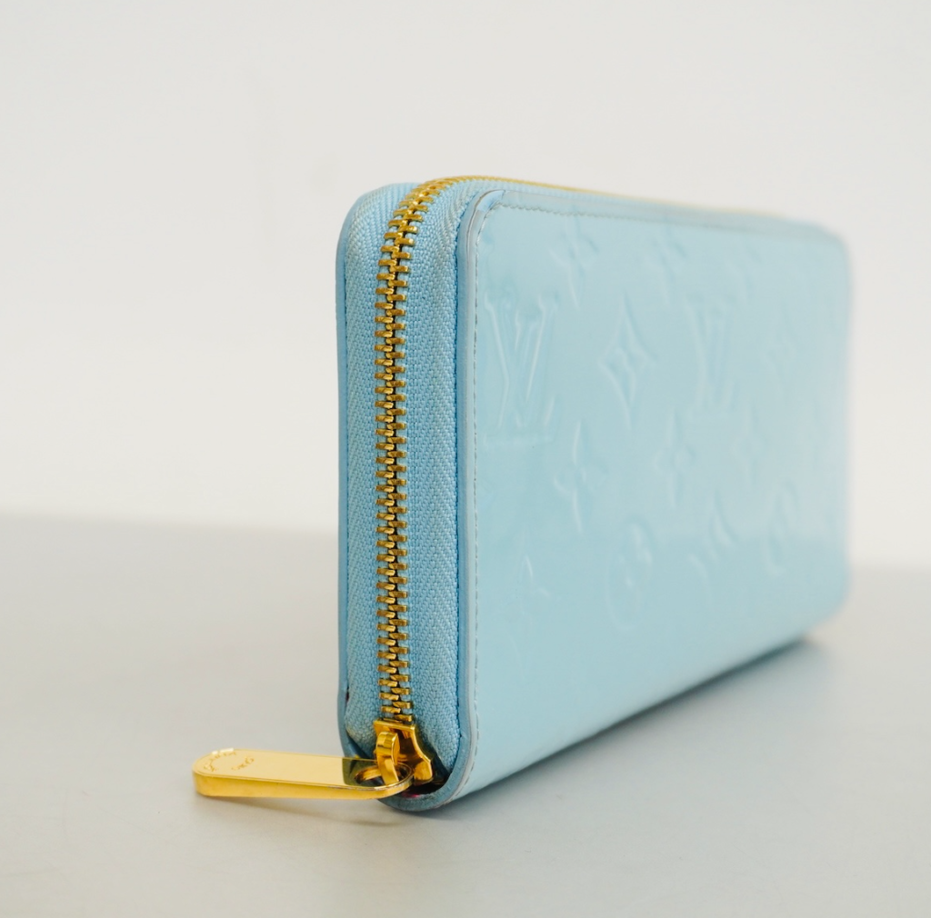 Sky Blue Monogram Vernis Zip Around Lollipop Wallet