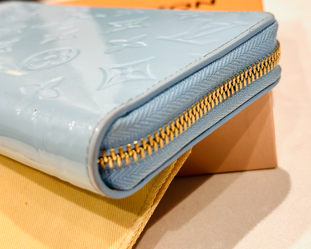 Sky Blue Monogram Vernis Zip Around Lollipop Wallet