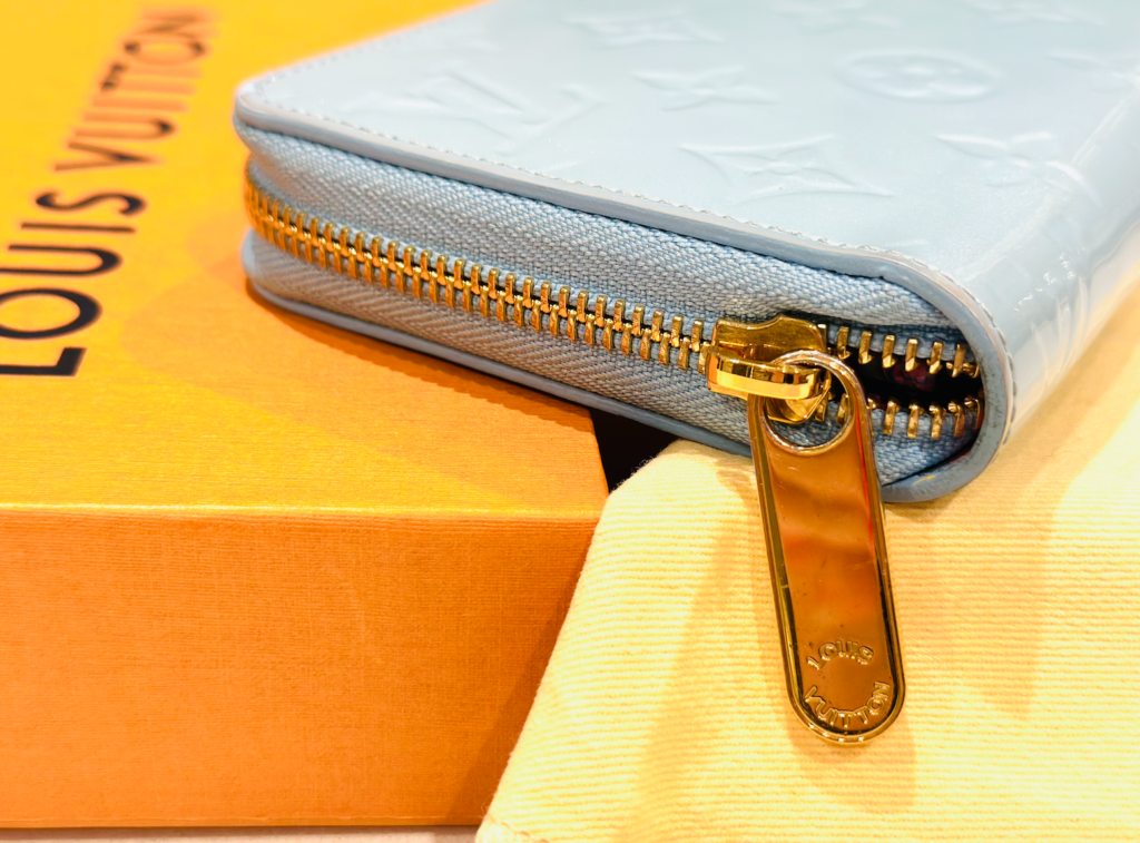 Sky Blue Monogram Vernis Zip Around Lollipop Wallet