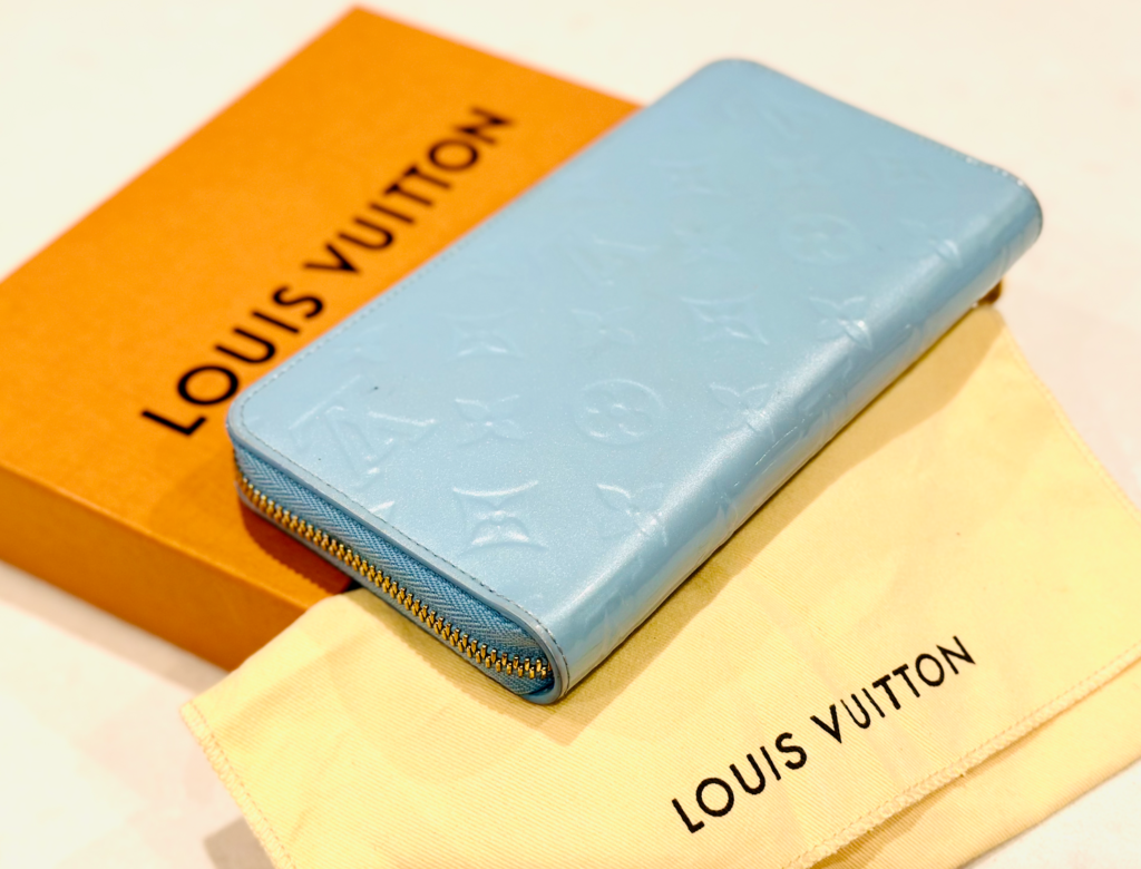 Sky Blue Monogram Vernis Zip Around Lollipop Wallet