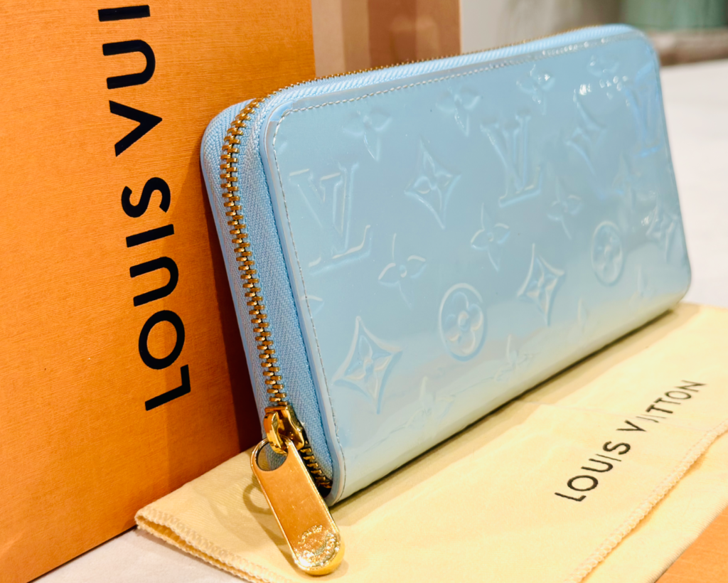 Sky Blue Monogram Vernis Zip Around Lollipop Wallet