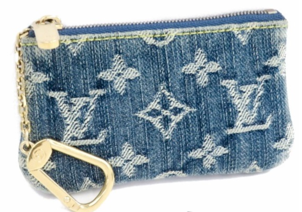 Louis Vuitton Monogram Denim Blue Key Cles Coin Pouch