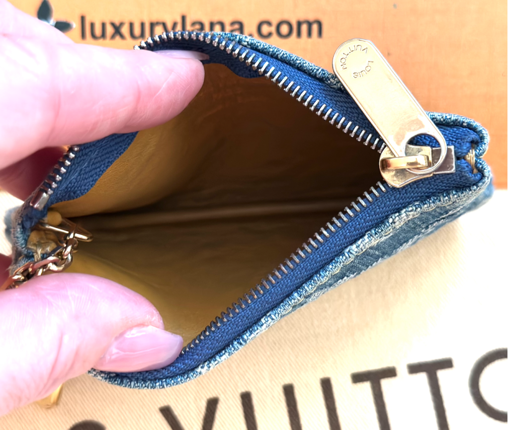 Louis Vuitton Monogram Denim Blue Key Cles Coin Pouch