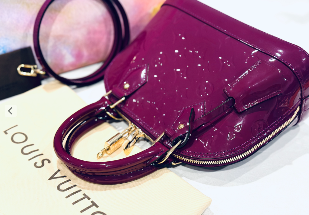 Amethysts Purple Monogram Vernis Leather Alma BB w/Strap