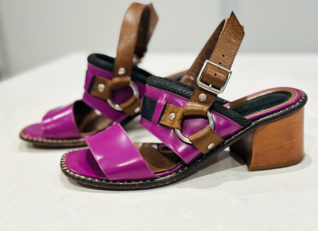 Gorgeous Marni Purple Leather Block Heels Strap Slingback Sandals Sz. 36.5