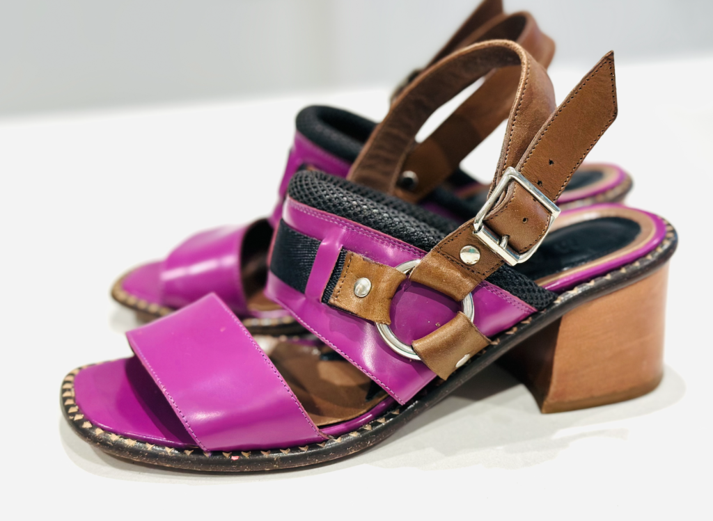 Gorgeous Marni Purple Leather Block Heels Strap Slingback Sandals Sz. 36.5