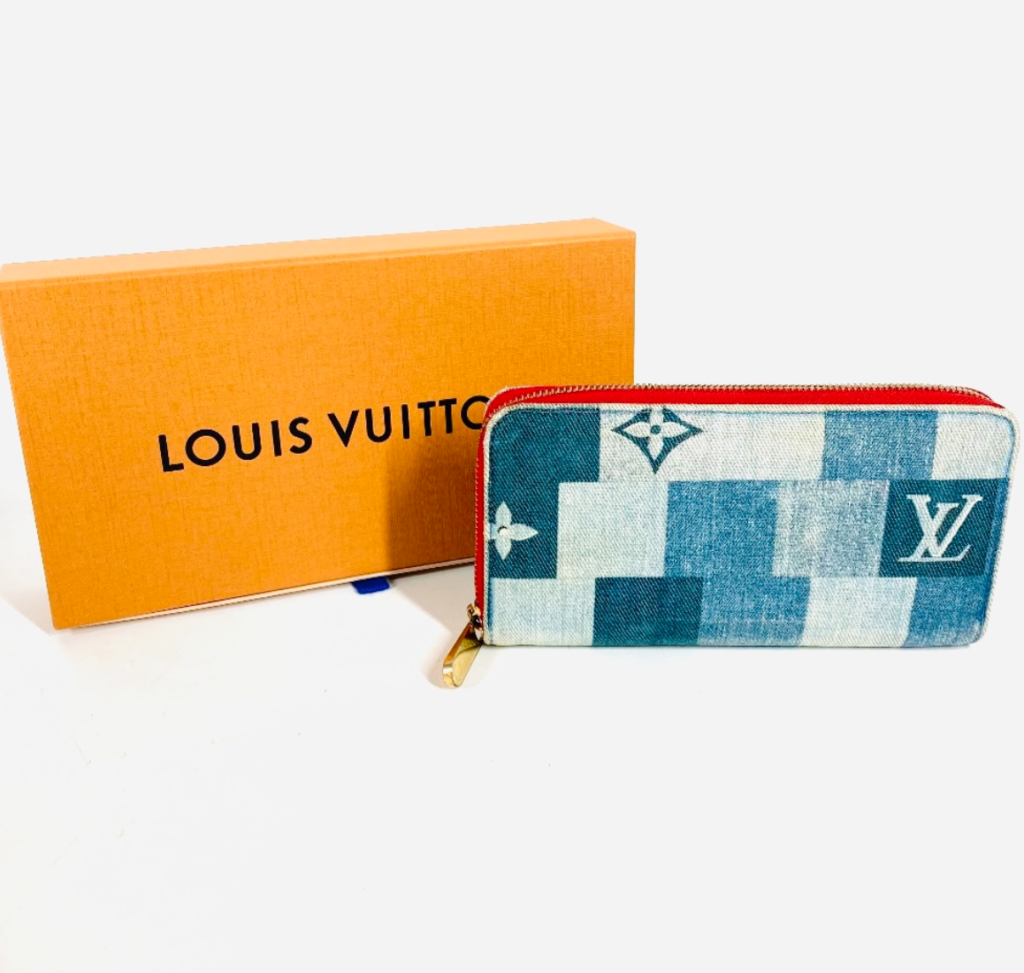 Louis Vuitton Blue Denim Patchwork Zippy Long Wallet