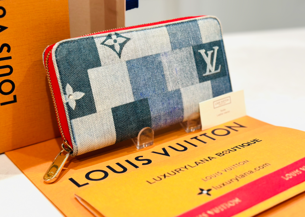 Louis Vuitton Blue Denim Patchwork Zippy Long Wallet