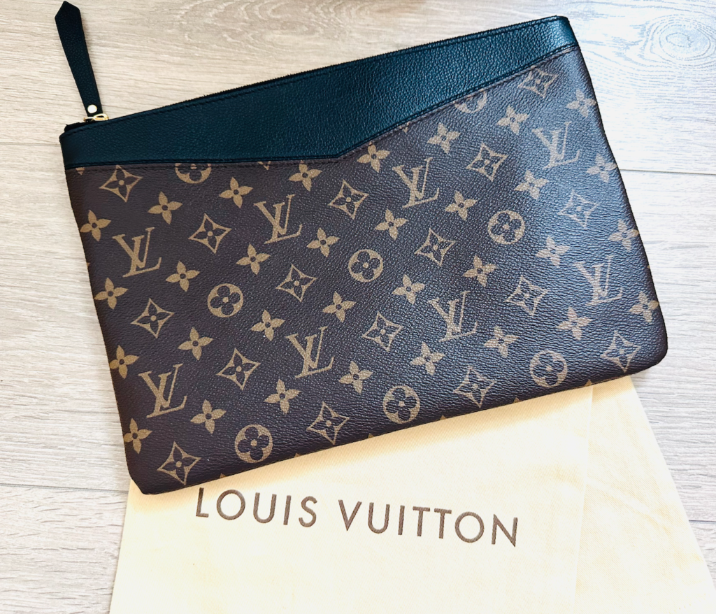 Daily Monogram Black Portfolio Leather Clutch