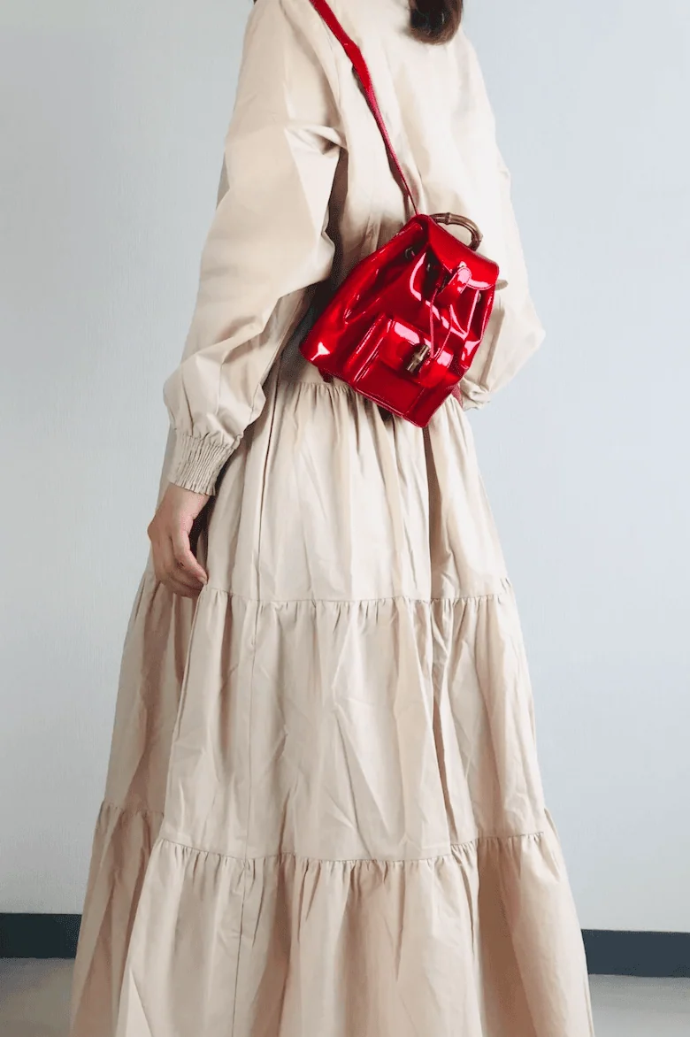 Gucci Red Vernis Leather Bamboo Backpack