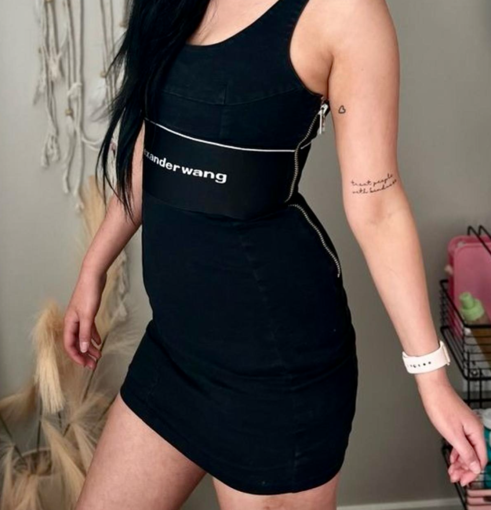 Alexander Wang Logo Fitted Waistband Black Bodycon Mini Dress