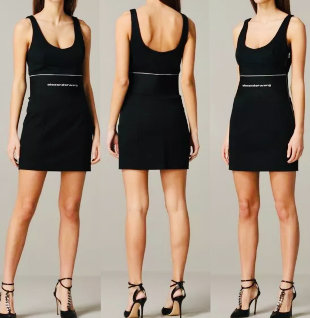 Alexander Wang Logo Fitted Waistband Black Bodycon Mini Dress