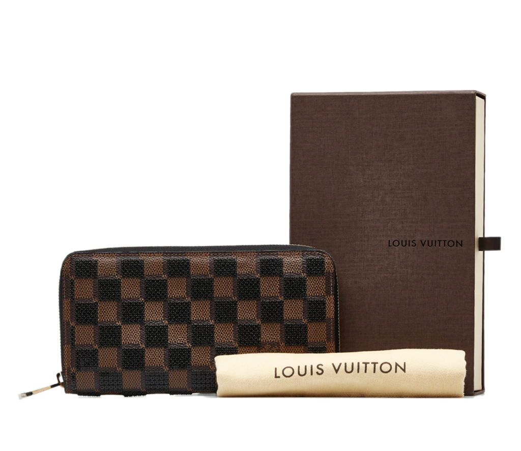 Paillettes Sequin Damier Ebene Zippy Wallet