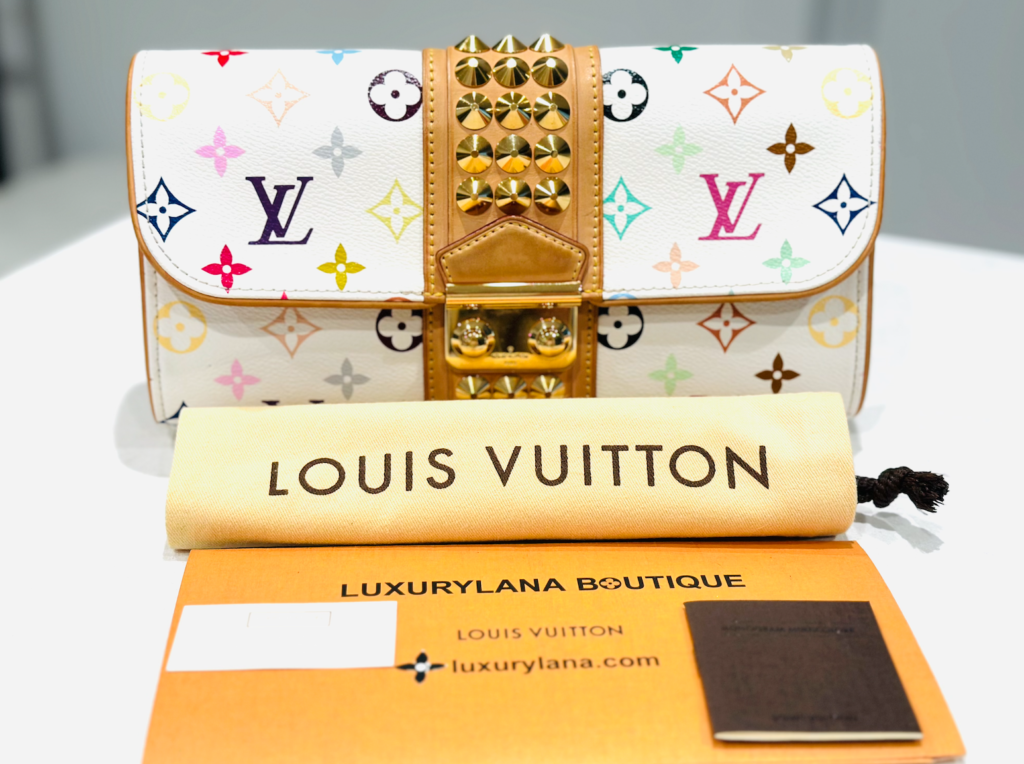 White Multicolor Courtney Studs Pochette Clutch