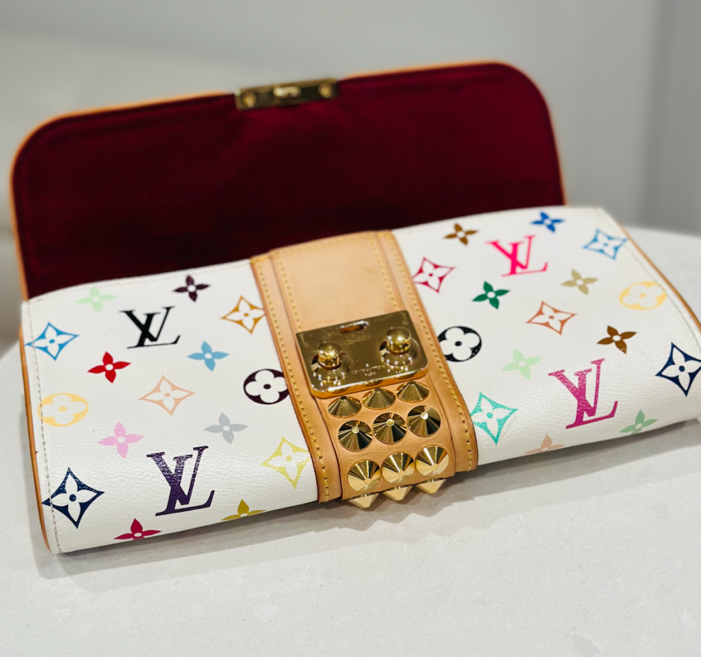 White Multicolor Courtney Studs Pochette Clutch