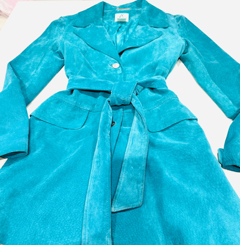 Marciano Turquoise Suede Coat Size L