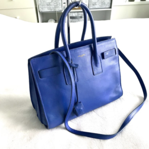 Royal YSL Marine Nano Sac De Jour Tote with long strap. Authentic pre-loved luxury