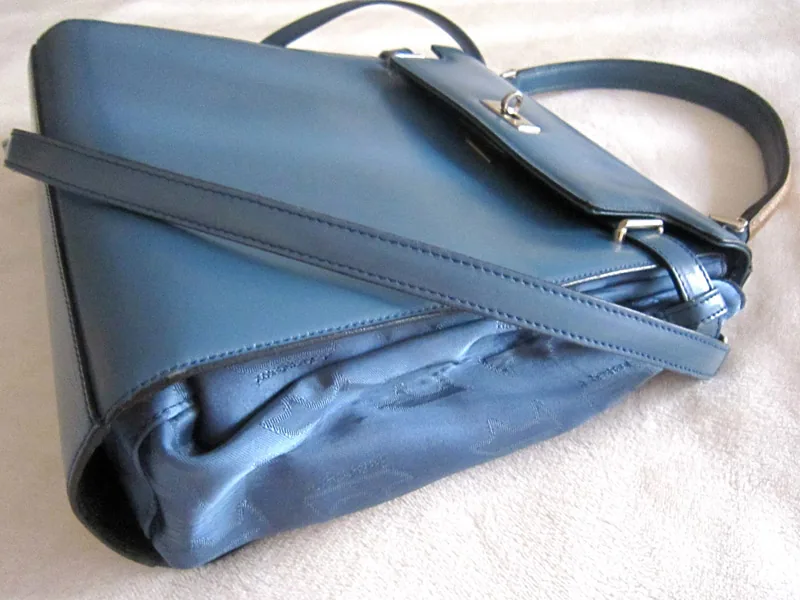 A.Testoni Blue Satchel Signature Leather Handbag — image 4