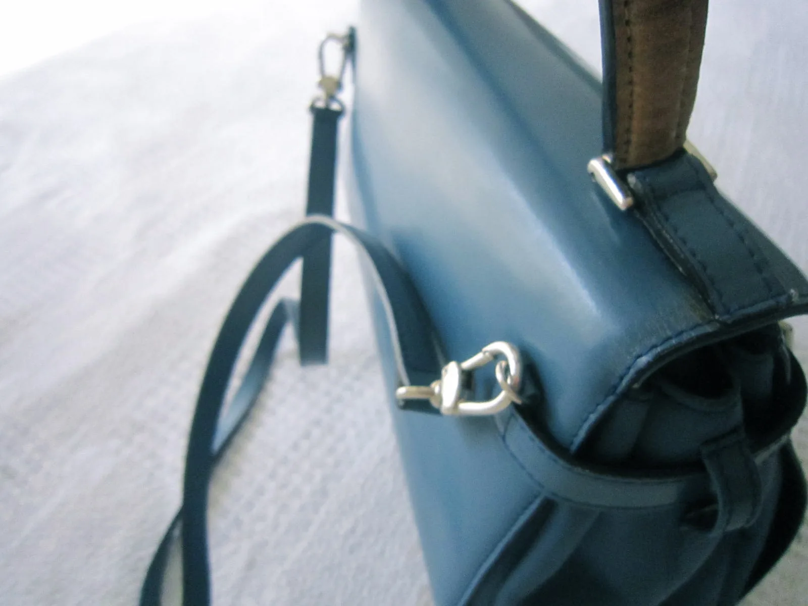 A.Testoni Blue Satchel Signature Leather Handbag — image 6