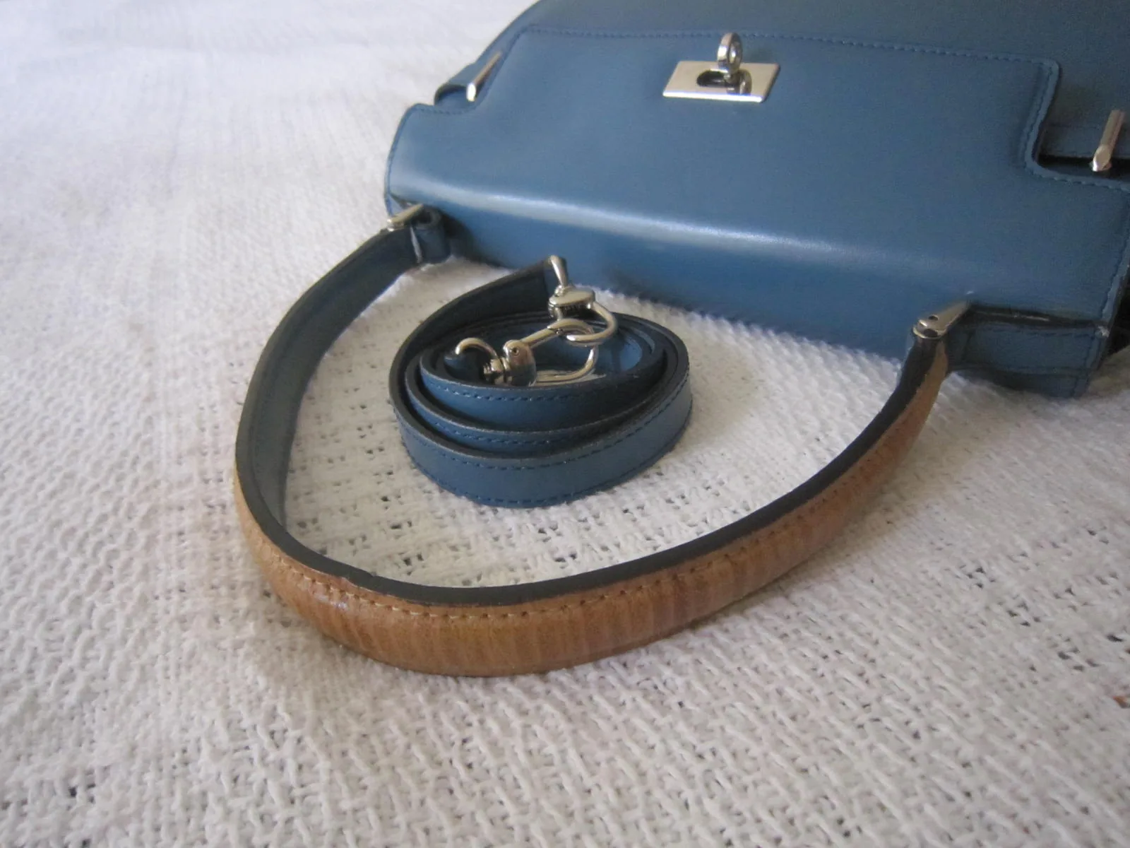 A.Testoni Blue Satchel Signature Leather Handbag — image 7