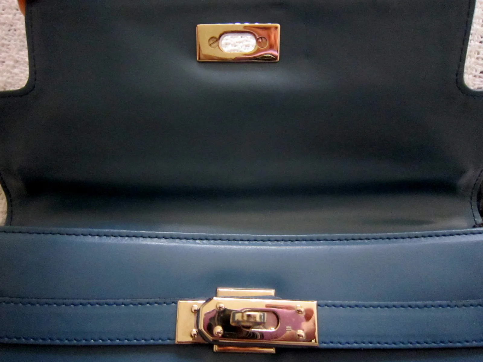 A.Testoni Blue Satchel Signature Leather Handbag — image 8