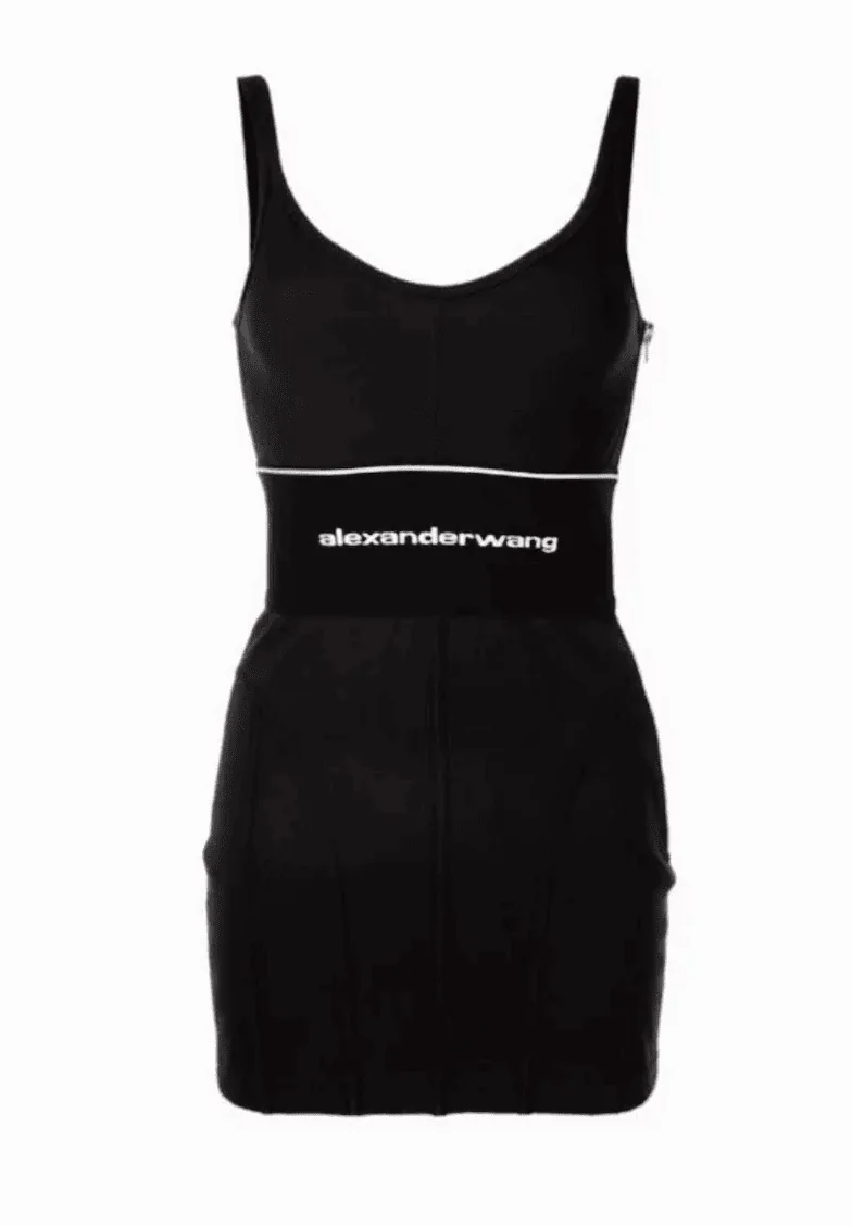 Alexander Wang Logo Fitted Waistband Black Bodycon Mini Dress — image 2