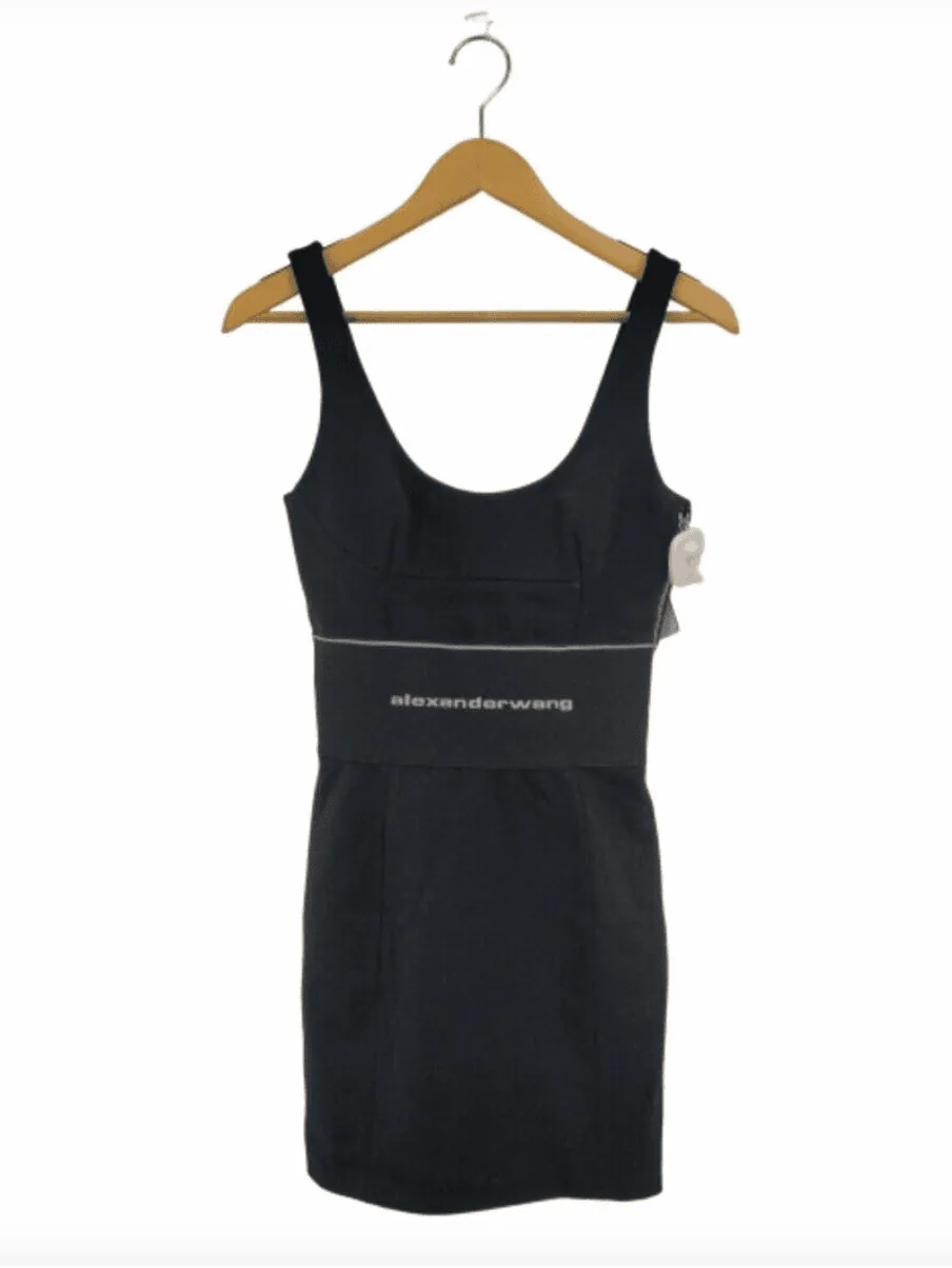 Alexander Wang Logo Fitted Waistband Black Bodycon Mini Dress — image 7