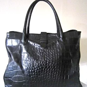 Browns Couture Black Croc Leather Tote