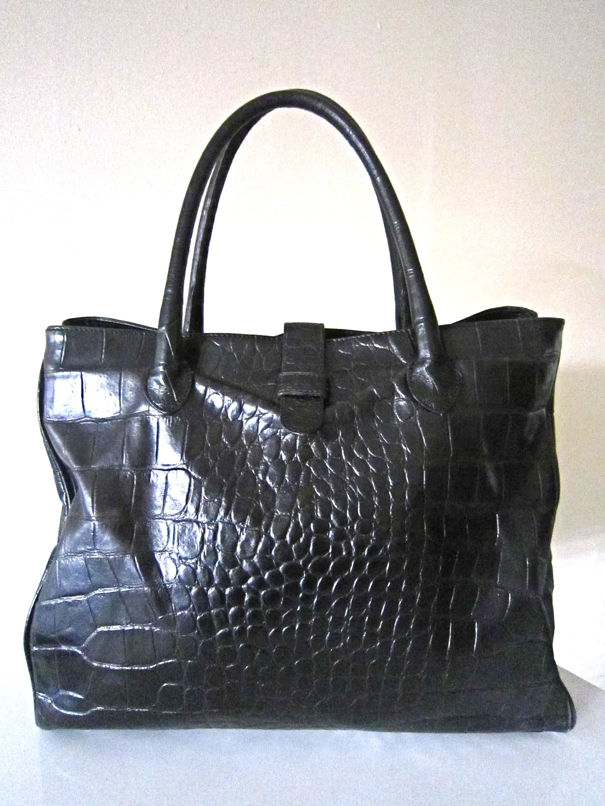 Browns Couture Black Croc Leather Tote