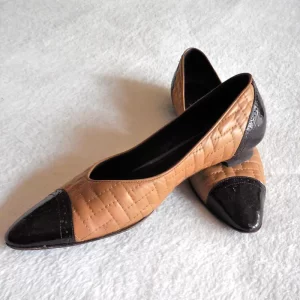 Bally Beige Quilted Two-tone Leather Ballet Pumps