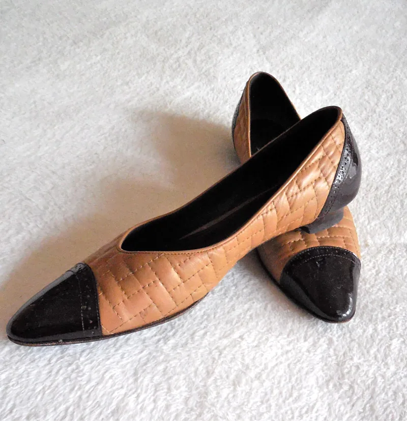 Bally Beige Quilted Two-tone Leather Ballet Pumps