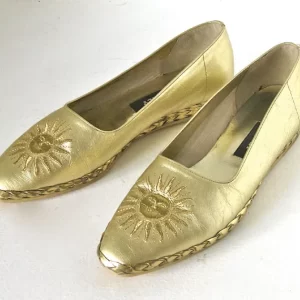 Bally “Starry” Women’s Laminated Gold Leather Flats