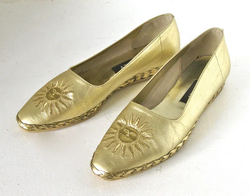 Bally “Starry” Women’s Laminated Gold Leather Flats