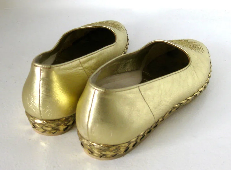 Bally “Starry” Women’s Laminated Gold Leather Flats — image 3
