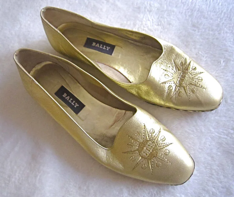 Bally “Starry” Women’s Laminated Gold Leather Flats — image 4